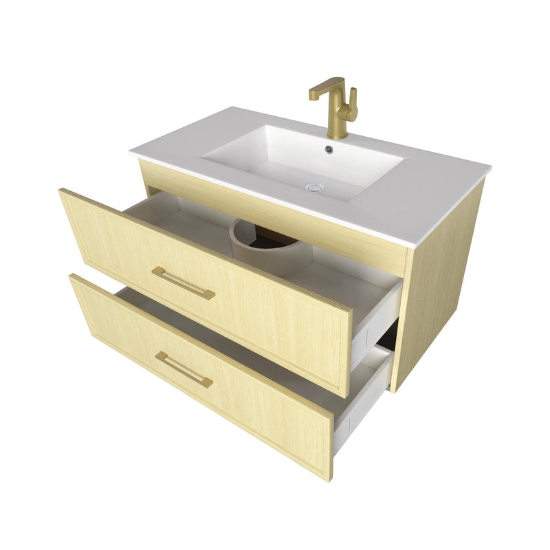 Cutler FV CAS LAGO36 Cassidy 36" Single Sink Wall Mount Cultured Marble Top Bathroom Vanity - Lago