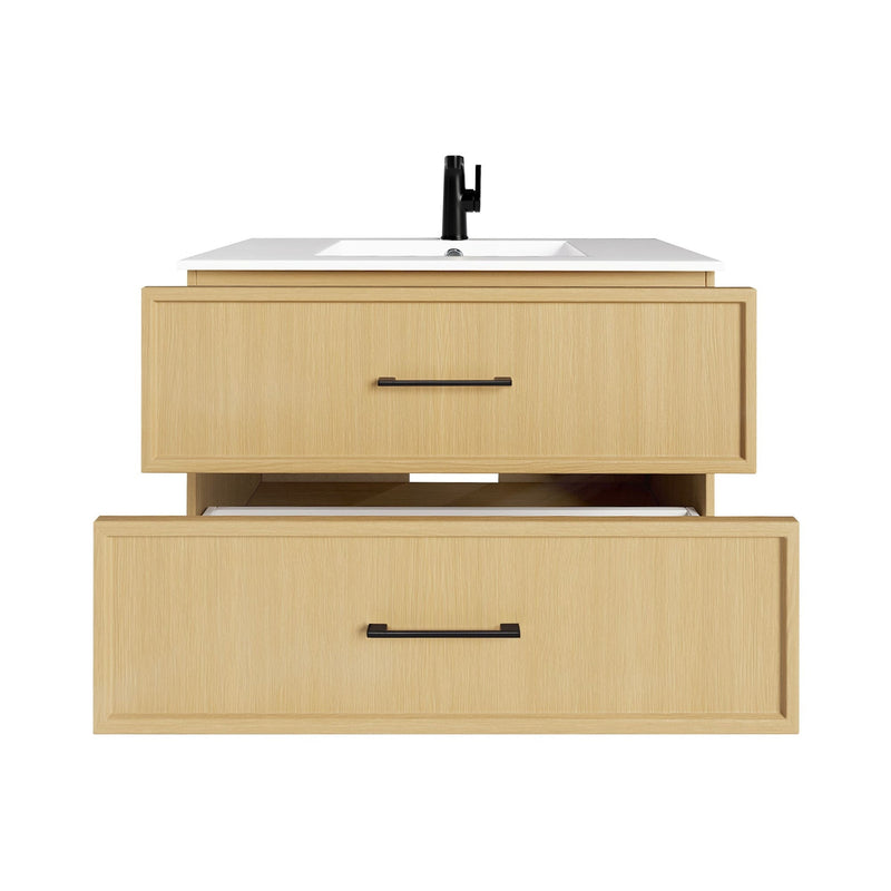 Cutler FV CAS NATURA36 Cassidy 36" Single Sink Wall Mount Cultured Marble Top Bathroom Vanity - Natura