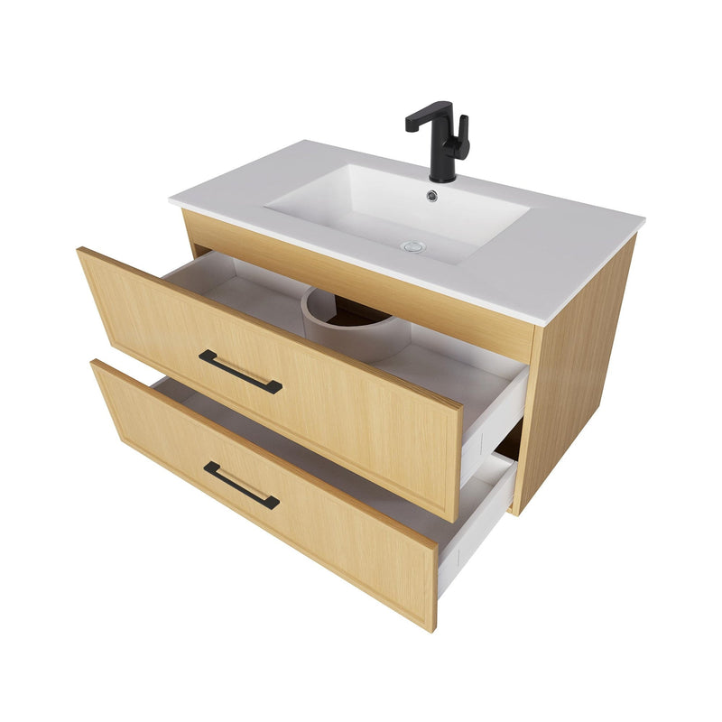 Cutler FV CAS NATURA36 Cassidy 36" Single Sink Wall Mount Cultured Marble Top Bathroom Vanity - Natura