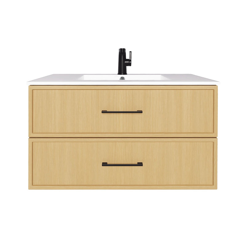 Cutler FV CAS NATURA36 Cassidy 36" Single Sink Wall Mount Cultured Marble Top Bathroom Vanity - Natura