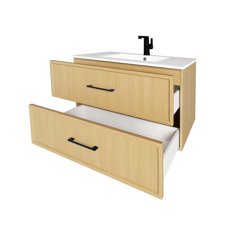 Cutler FV CAS NATURA36 Cassidy 36" Single Sink Wall Mount Cultured Marble Top Bathroom Vanity - Natura