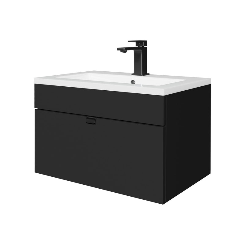 Cutler FV LF BLACK24 Loft 24" Wall Mount Single Sink Cultured Marble Top Bathroom Vanity - Black