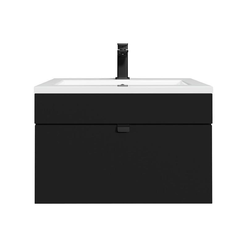 Cutler FV LF BLACK24 Loft 24" Wall Mount Single Sink Cultured Marble Top Bathroom Vanity - Black