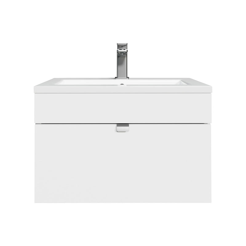 Cutler FV LF WHITE24 Loft 24" Wall Mount Single Sink Cultured Marble Top Bathroom Vanity - White