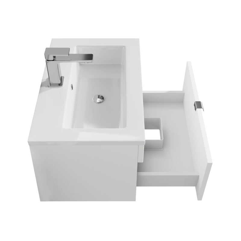 Cutler FV LF WHITE24 Loft 24" Wall Mount Single Sink Cultured Marble Top Bathroom Vanity - White