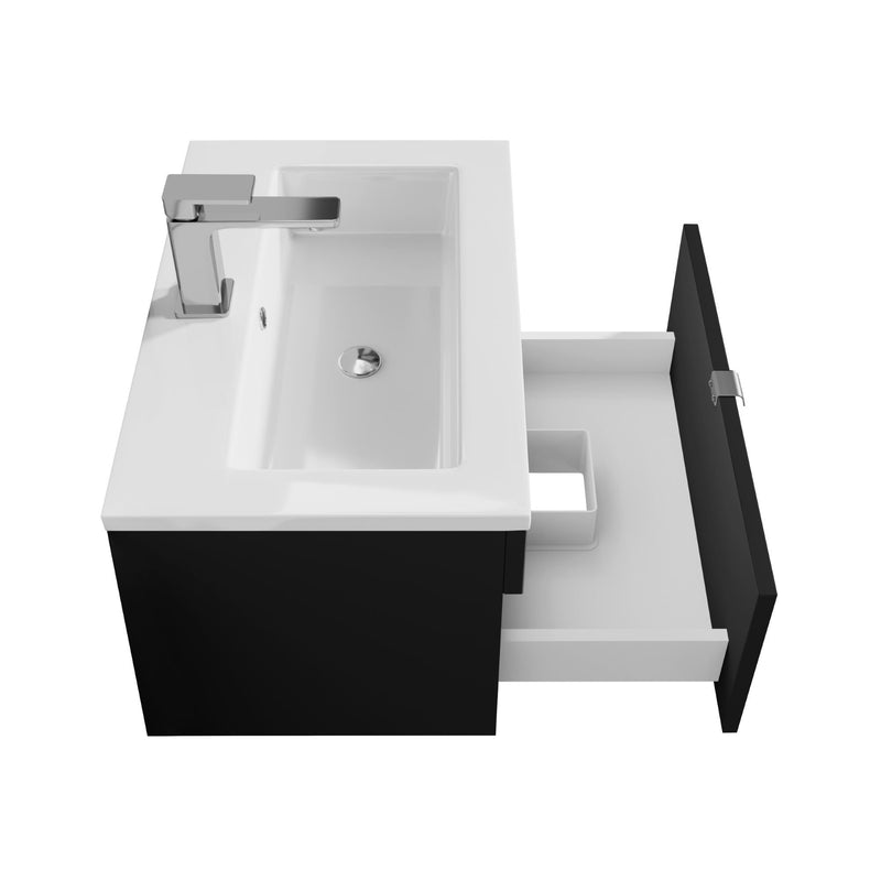 Cutler FV LF BLACK24 Loft 24" Wall Mount Single Sink Cultured Marble Top Bathroom Vanity - Black