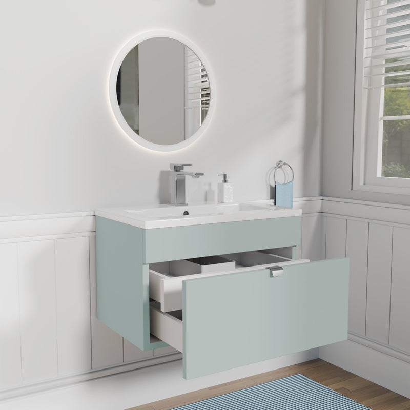 Cutler FV LF SAGE24 Loft 24" Wall Mount Single Sink Cultured Marble Top Bathroom Vanity - Sage