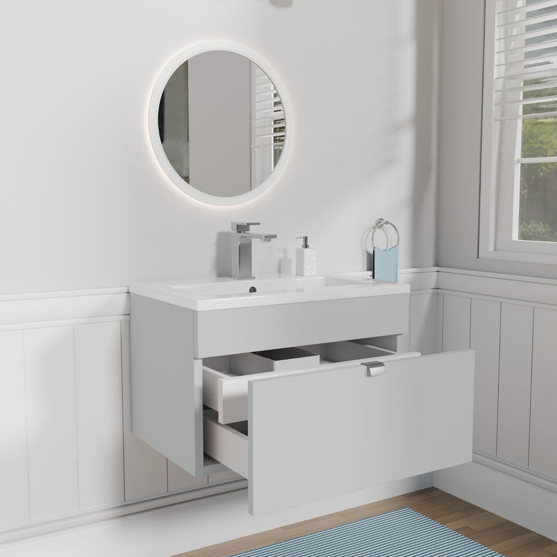 Cutler FV LF CGREY24 Loft 24" Wall Mount Single Sink Cultured Marble Top Bathroom Vanity - Canadian Grey
