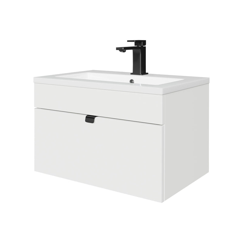 Cutler FV LF WHITE24 Loft 24" Wall Mount Single Sink Cultured Marble Top Bathroom Vanity - White