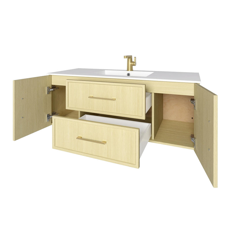 Cutler FV CAS LAGO48 Cassidy 48" Single Sink Wall Mount Cultured Marble Top Bathroom Vanity - Lago