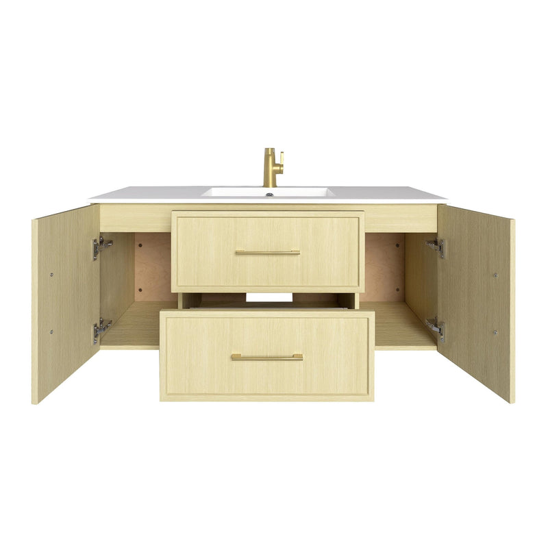 Cutler FV CAS LAGO48 Cassidy 48" Single Sink Wall Mount Cultured Marble Top Bathroom Vanity - Lago