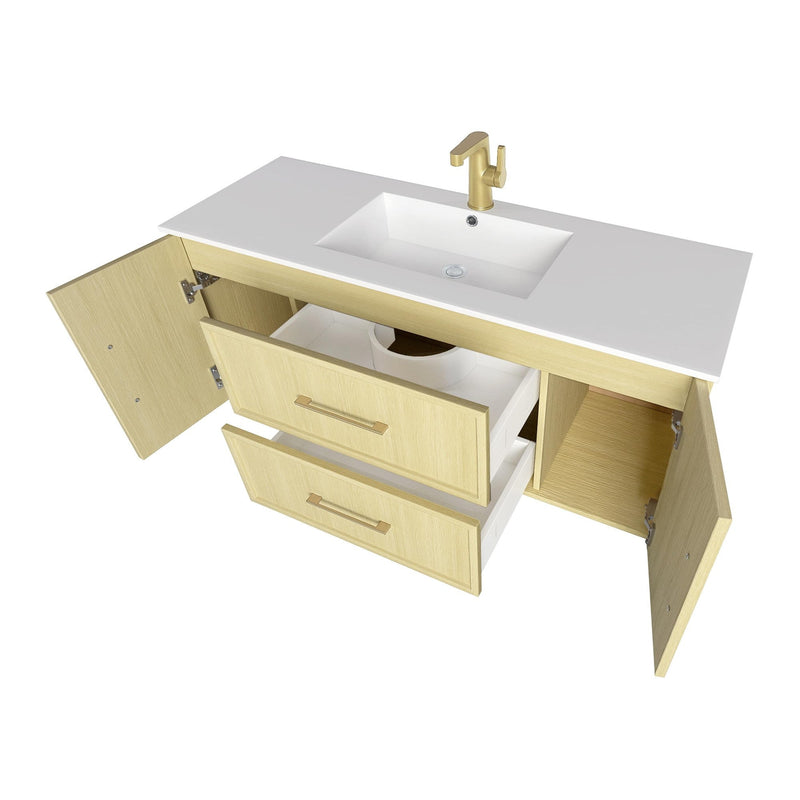 Cutler FV CAS LAGO48 Cassidy 48" Single Sink Wall Mount Cultured Marble Top Bathroom Vanity - Lago
