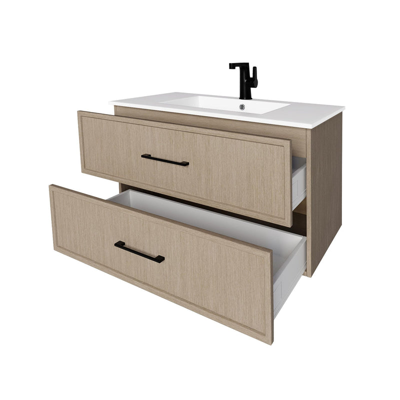 Cutler FV CAS FLAVIA36 Cassidy 36" Single Sink Wall Mount Cultured Marble Top Bathroom Vanity - Flavia