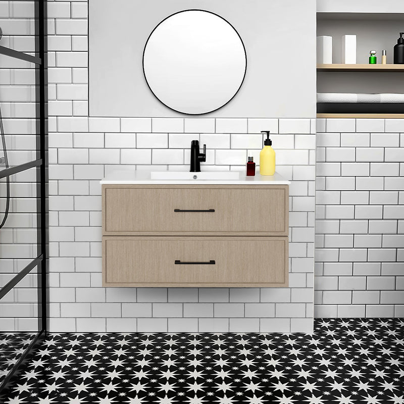 Cutler FV CAS FLAVIA36 Cassidy 36" Single Sink Wall Mount Cultured Marble Top Bathroom Vanity - Flavia