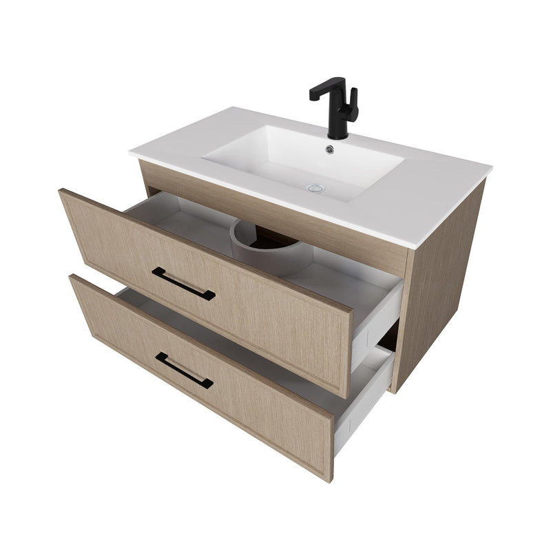 Cutler FV CAS FLAVIA36 Cassidy 36" Single Sink Wall Mount Cultured Marble Top Bathroom Vanity - Flavia