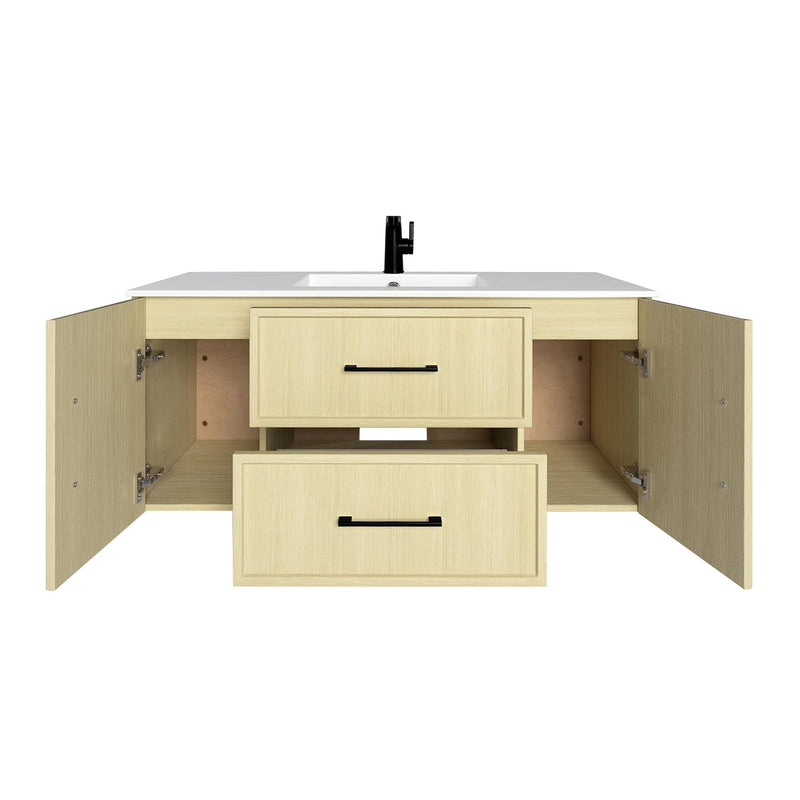 Cutler FV CAS LAGO48 Cassidy 48" Single Sink Wall Mount Cultured Marble Top Bathroom Vanity - Lago