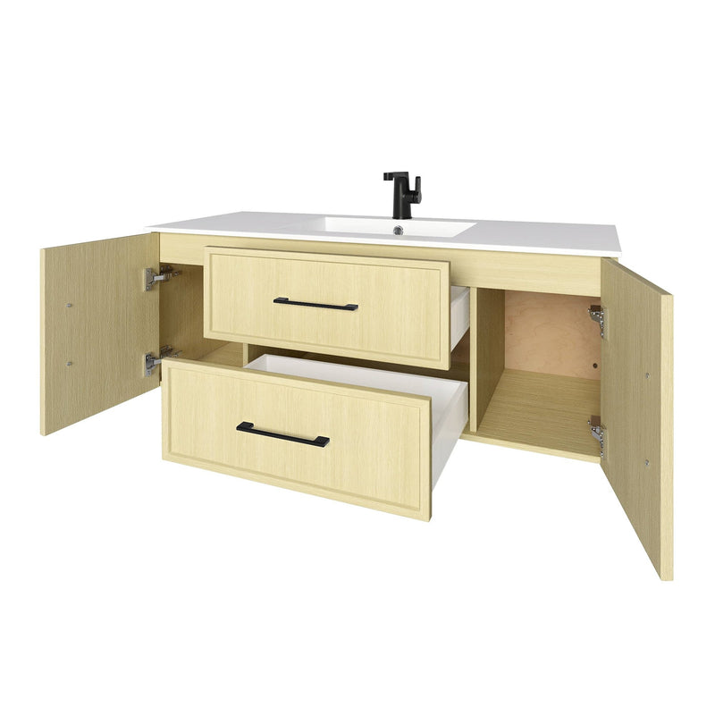 Cutler FV CAS LAGO48 Cassidy 48" Single Sink Wall Mount Cultured Marble Top Bathroom Vanity - Lago