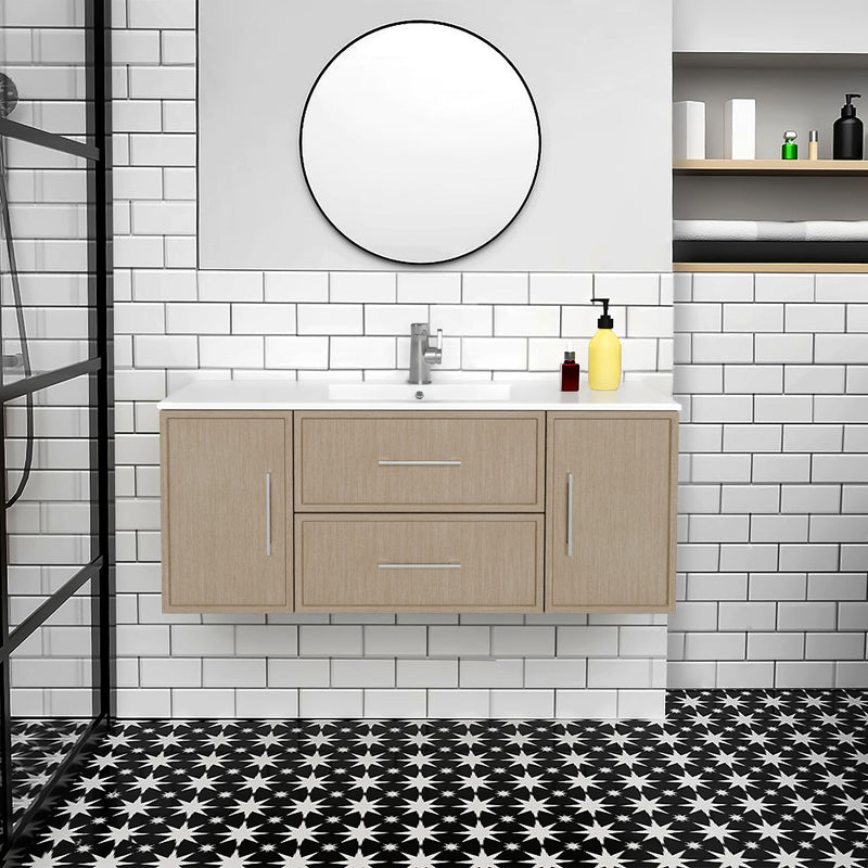 Cutler FV CAS FLAVIA48 Cassidy 48" Single Sink Wall Mount Cultured Marble Top Bathroom Vanity - Flavia