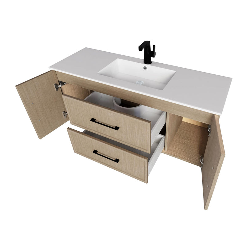 Cutler FV CAS FLAVIA48 Cassidy 48" Single Sink Wall Mount Cultured Marble Top Bathroom Vanity - Flavia