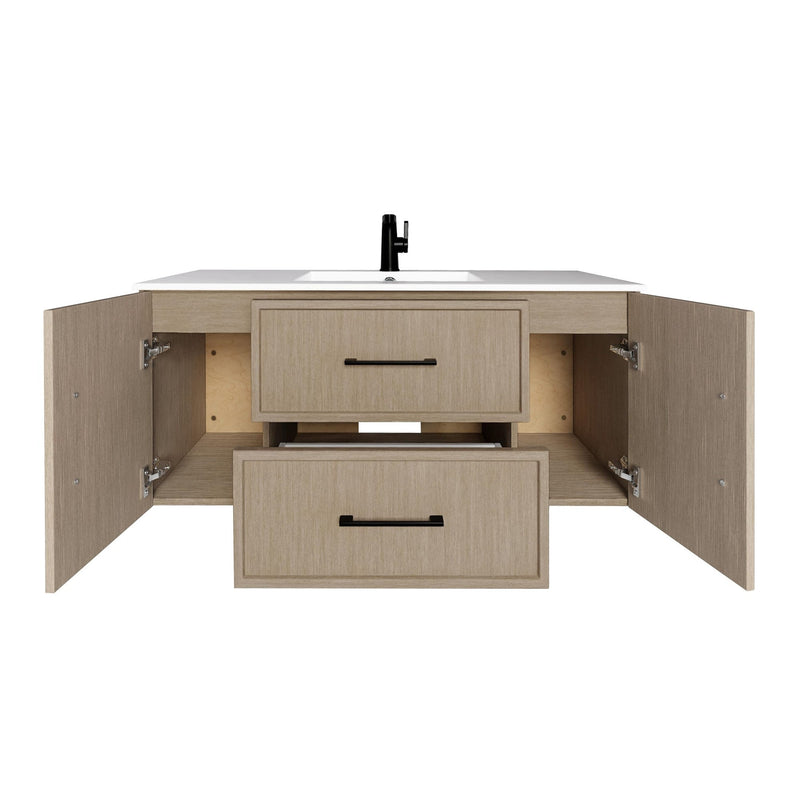 Cutler FV CAS FLAVIA48 Cassidy 48" Single Sink Wall Mount Cultured Marble Top Bathroom Vanity - Flavia