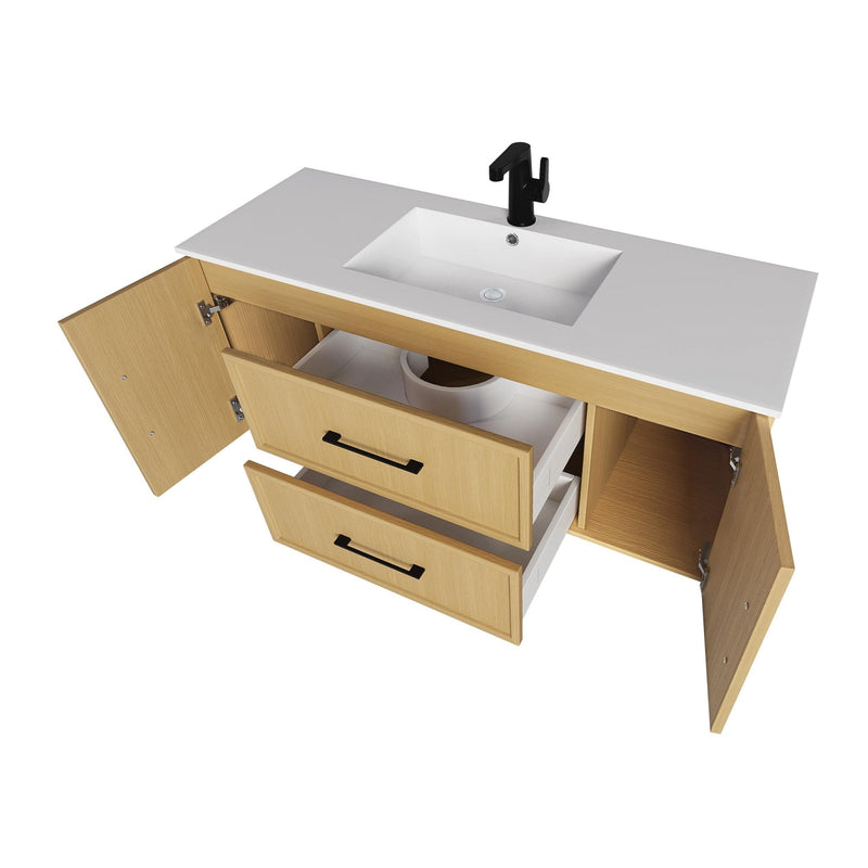 Cutler FV CAS NATURA48 Cassidy 48" Single Sink Wall Mount Cultured Marble Top Bathroom Vanity - Natura