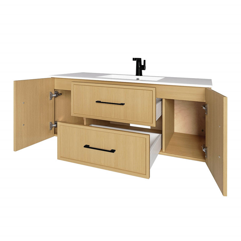 Cutler FV CAS NATURA48 Cassidy 48" Single Sink Wall Mount Cultured Marble Top Bathroom Vanity - Natura
