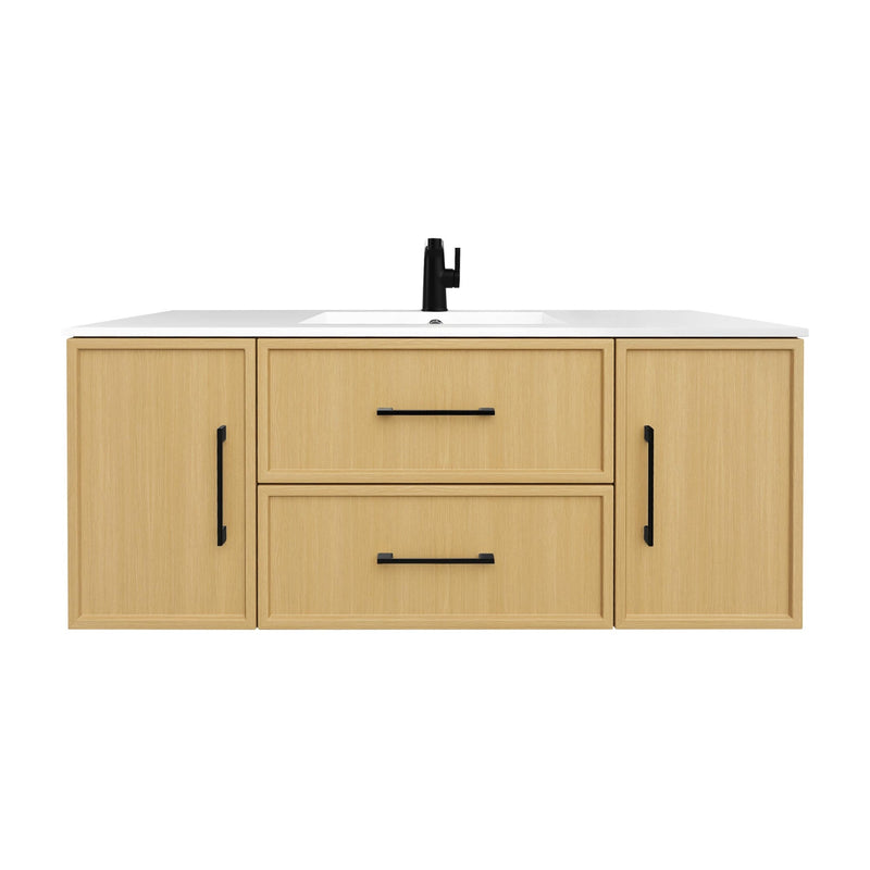 Cutler FV CAS NATURA48 Cassidy 48" Single Sink Wall Mount Cultured Marble Top Bathroom Vanity - Natura