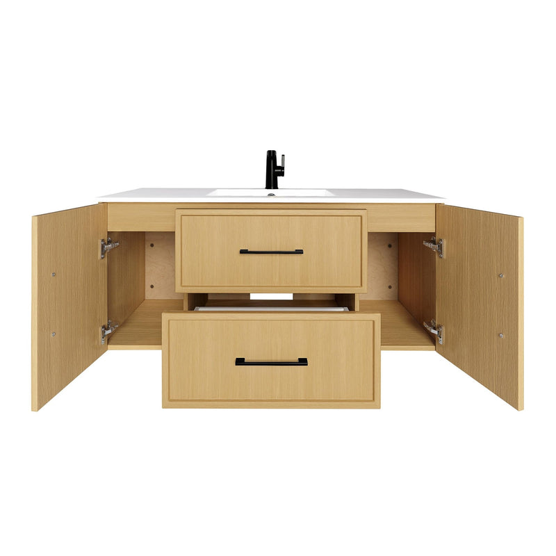 Cutler FV CAS NATURA48 Cassidy 48" Single Sink Wall Mount Cultured Marble Top Bathroom Vanity - Natura
