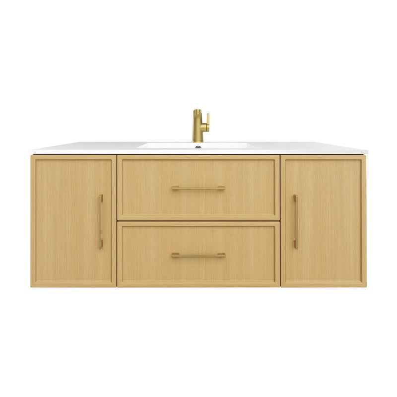 Cutler FV CAS NATURA48 Cassidy 48" Single Sink Wall Mount Cultured Marble Top Bathroom Vanity - Natura