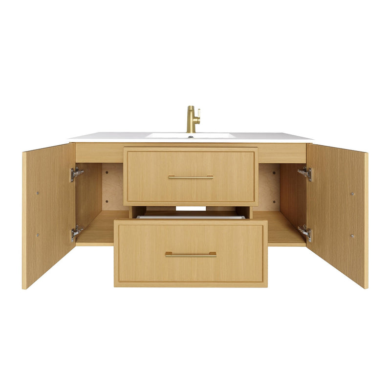 Cutler FV CAS NATURA36 Cassidy 36" Single Sink Wall Mount Cultured Marble Top Bathroom Vanity - Natura