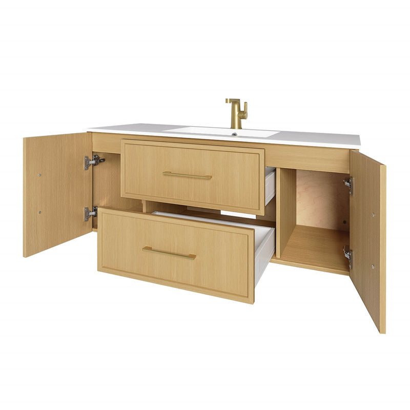 Cutler FV CAS NATURA48 Cassidy 48" Single Sink Wall Mount Cultured Marble Top Bathroom Vanity - Natura