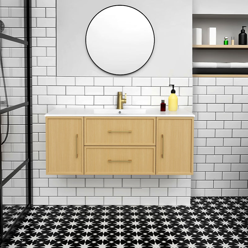 Cutler FV CAS NATURA48 Cassidy 48" Single Sink Wall Mount Cultured Marble Top Bathroom Vanity - Natura