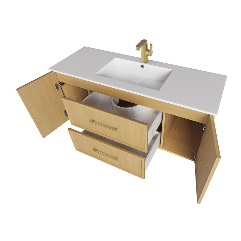 Cutler FV CAS NATURA48 Cassidy 48" Single Sink Wall Mount Cultured Marble Top Bathroom Vanity - Natura