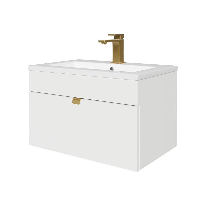 Cutler FV LF WHITE24 Loft 24" Wall Mount Single Sink Cultured Marble Top Bathroom Vanity - White