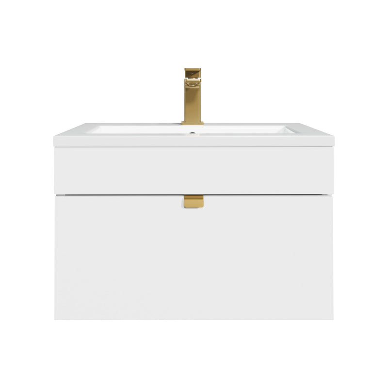 Cutler FV LF WHITE24 Loft 24" Wall Mount Single Sink Cultured Marble Top Bathroom Vanity - White