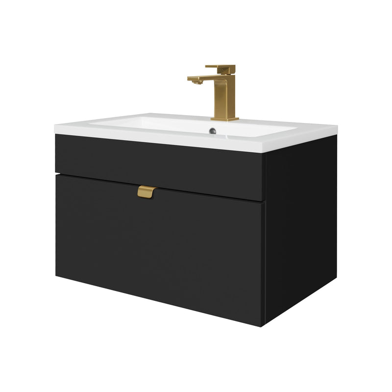 Cutler FV LF BLACK24 Loft 24" Wall Mount Single Sink Cultured Marble Top Bathroom Vanity - Black