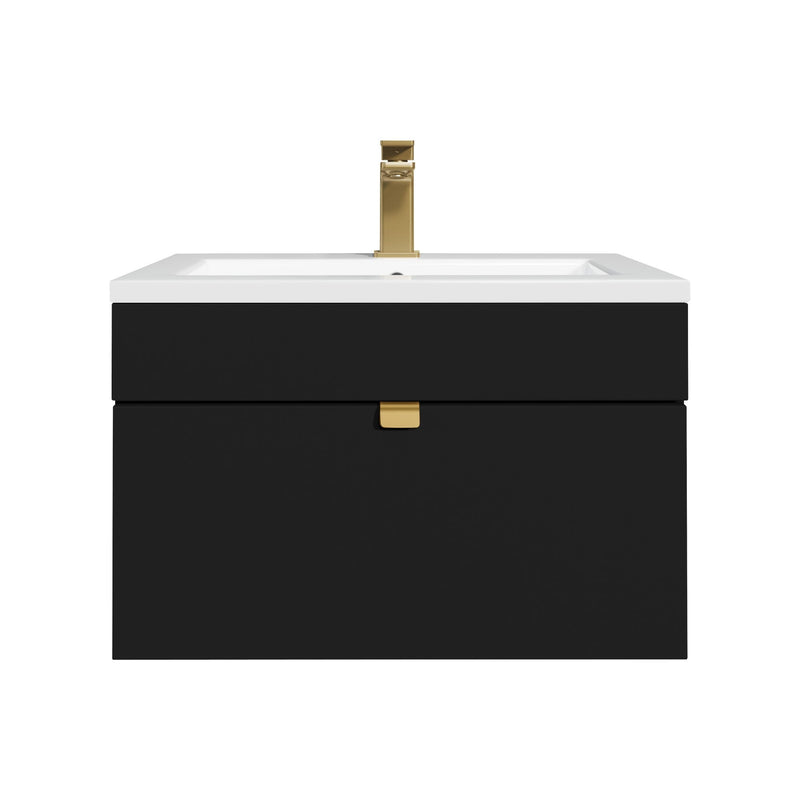 Cutler FV LF BLACK24 Loft 24" Wall Mount Single Sink Cultured Marble Top Bathroom Vanity - Black