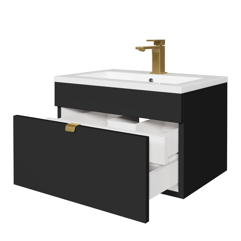 Cutler FV LF BLACK24 Loft 24" Wall Mount Single Sink Cultured Marble Top Bathroom Vanity - Black