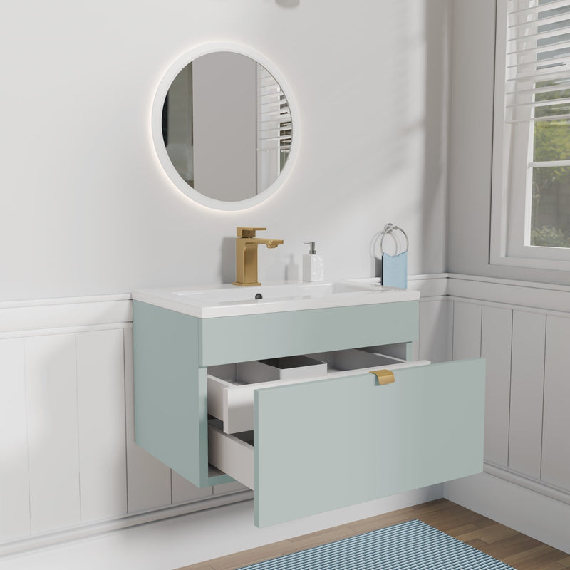 Cutler FV LF SAGE24 Loft 24" Wall Mount Single Sink Cultured Marble Top Bathroom Vanity - Sage