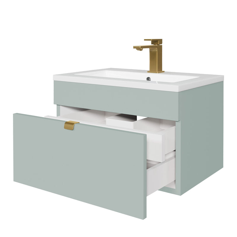 Cutler FV LF SAGE24 Loft 24" Wall Mount Single Sink Cultured Marble Top Bathroom Vanity - Sage
