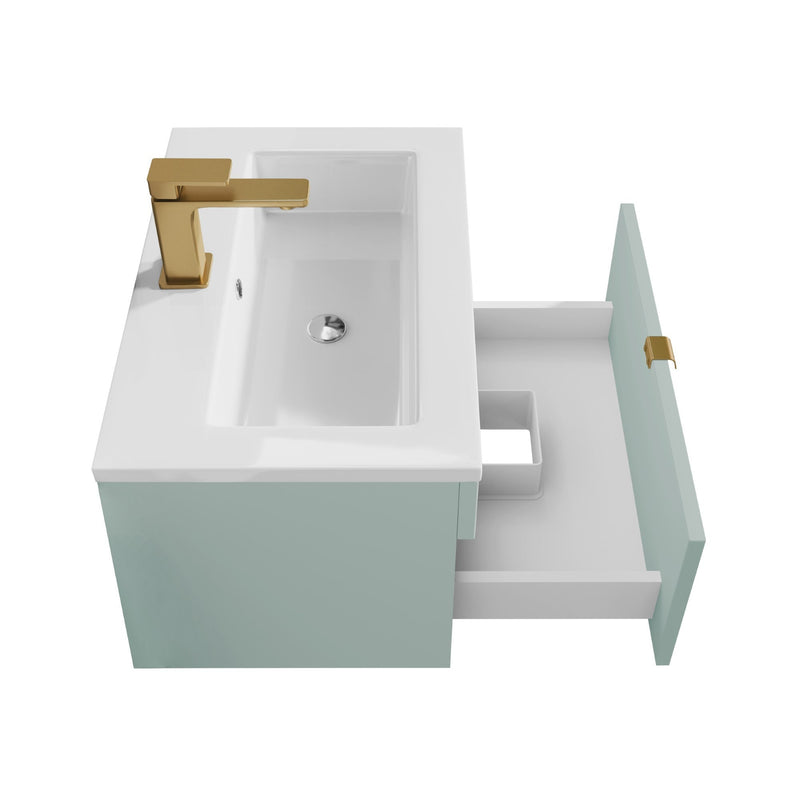 Cutler FV LF SAGE24 Loft 24" Wall Mount Single Sink Cultured Marble Top Bathroom Vanity - Sage