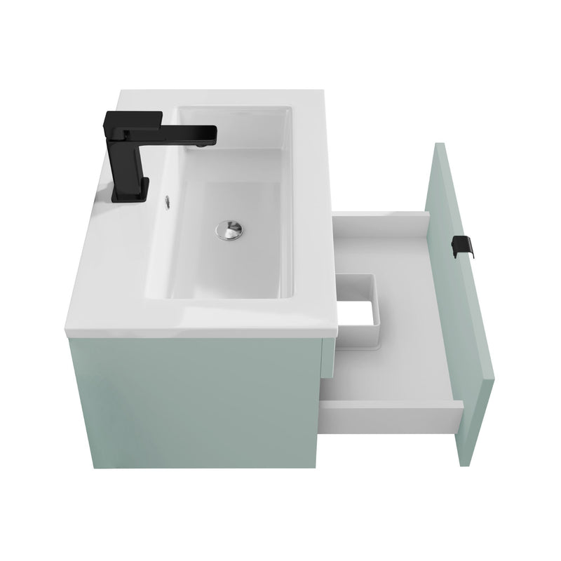 Cutler FV LF SAGE24 Loft 24" Wall Mount Single Sink Cultured Marble Top Bathroom Vanity - Sage
