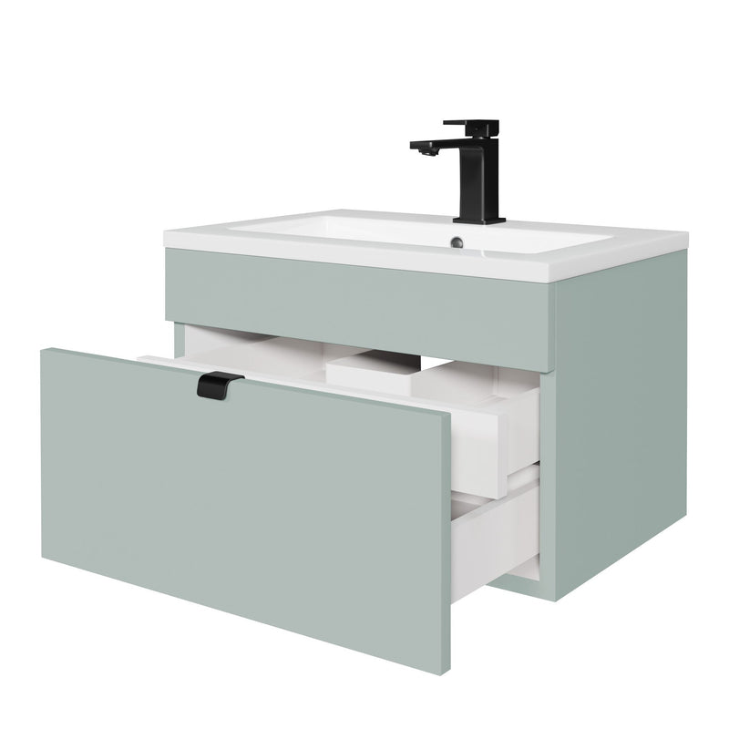 Cutler FV LF SAGE24 Loft 24" Wall Mount Single Sink Cultured Marble Top Bathroom Vanity - Sage