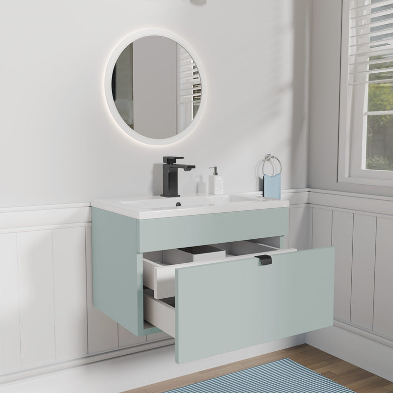 Cutler FV LF SAGE24 Loft 24" Wall Mount Single Sink Cultured Marble Top Bathroom Vanity - Sage