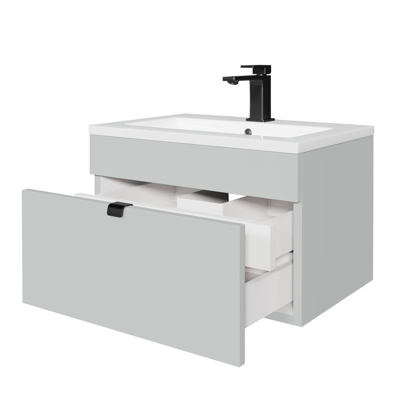 Cutler FV LF CGREY24 Loft 24" Wall Mount Single Sink Cultured Marble Top Bathroom Vanity - Canadian Grey