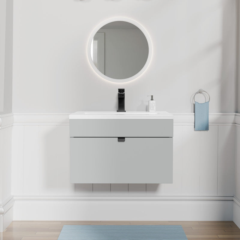 Cutler FV LF CGREY24 Loft 24" Wall Mount Single Sink Cultured Marble Top Bathroom Vanity - Canadian Grey