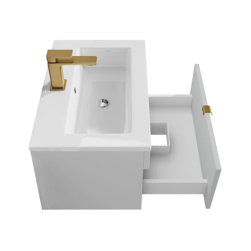 Cutler FV LF CGREY24 Loft 24" Wall Mount Single Sink Cultured Marble Top Bathroom Vanity - Canadian Grey