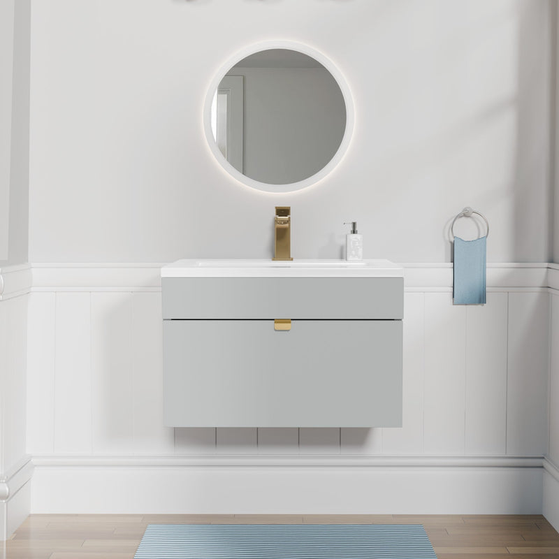 Cutler FV LF CGREY24 Loft 24" Wall Mount Single Sink Cultured Marble Top Bathroom Vanity - Canadian Grey