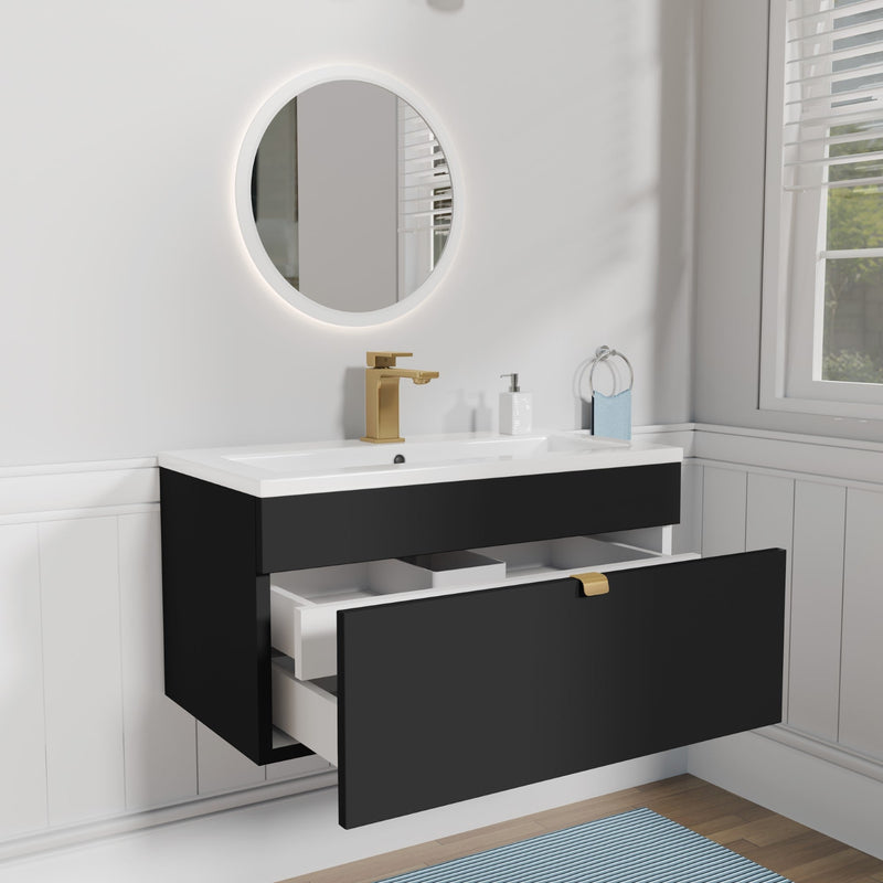 Cutler FV LF BLACK30 Loft 30" Wall Mount Single Sink Cultured Marble Top Bathroom Vanity - Black
