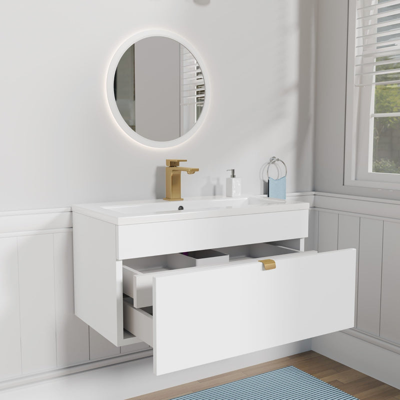 Cutler FV LF WHITE30 Loft 30" Wall Mount Single Sink Cultured Marble Top Bathroom Vanity - White